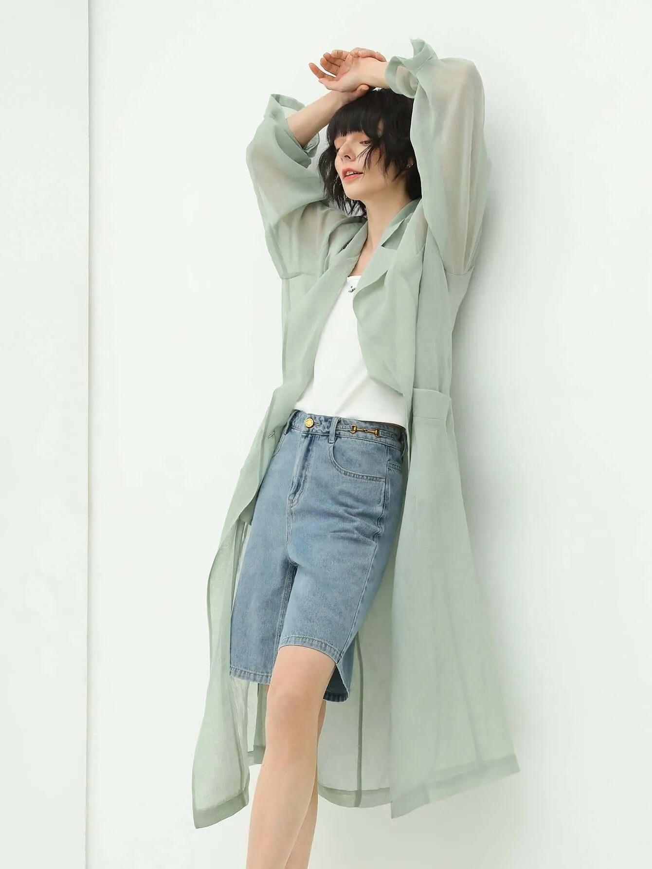 Gauzy Lightweight Transparent Trench Coat