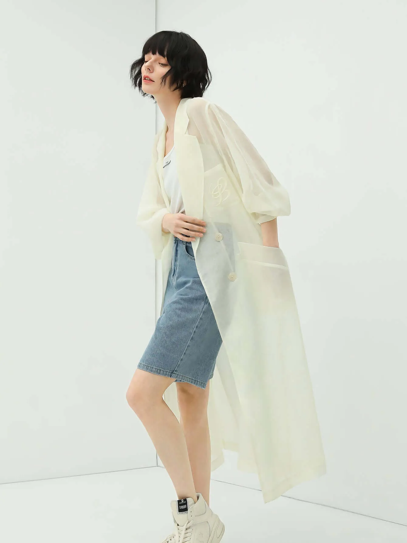 Gauzy Lightweight Transparent Trench Coat