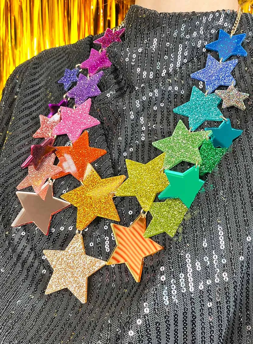 GIANT Super Star Statement Necklace - Rainbow