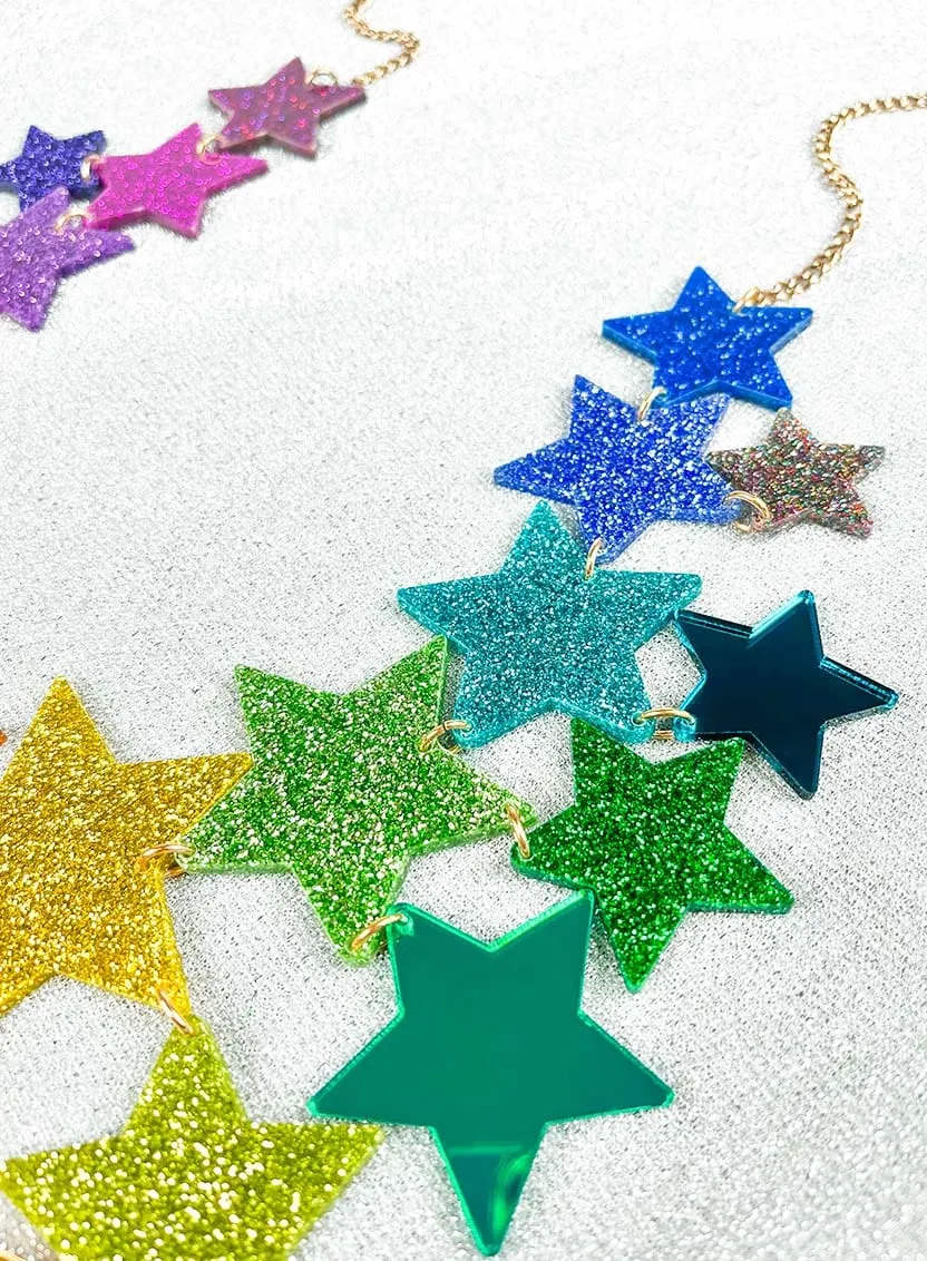 GIANT Super Star Statement Necklace - Rainbow