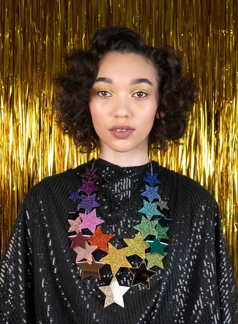 GIANT Super Star Statement Necklace - Rainbow