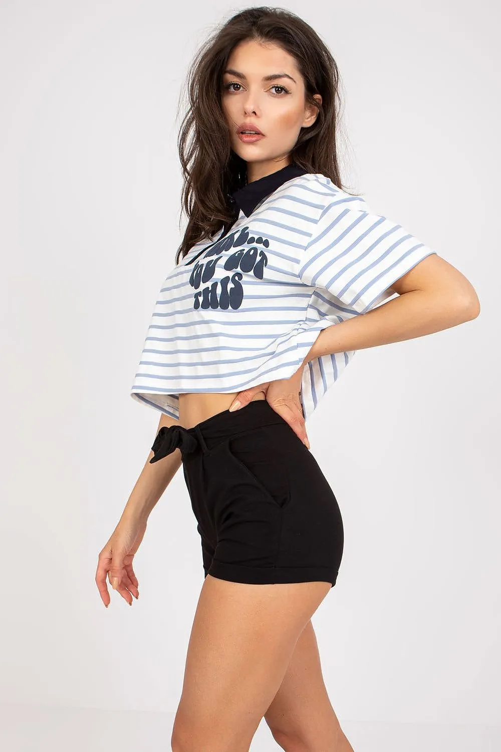 Girl You Got This Striped Cropped Henley Women’s Tee