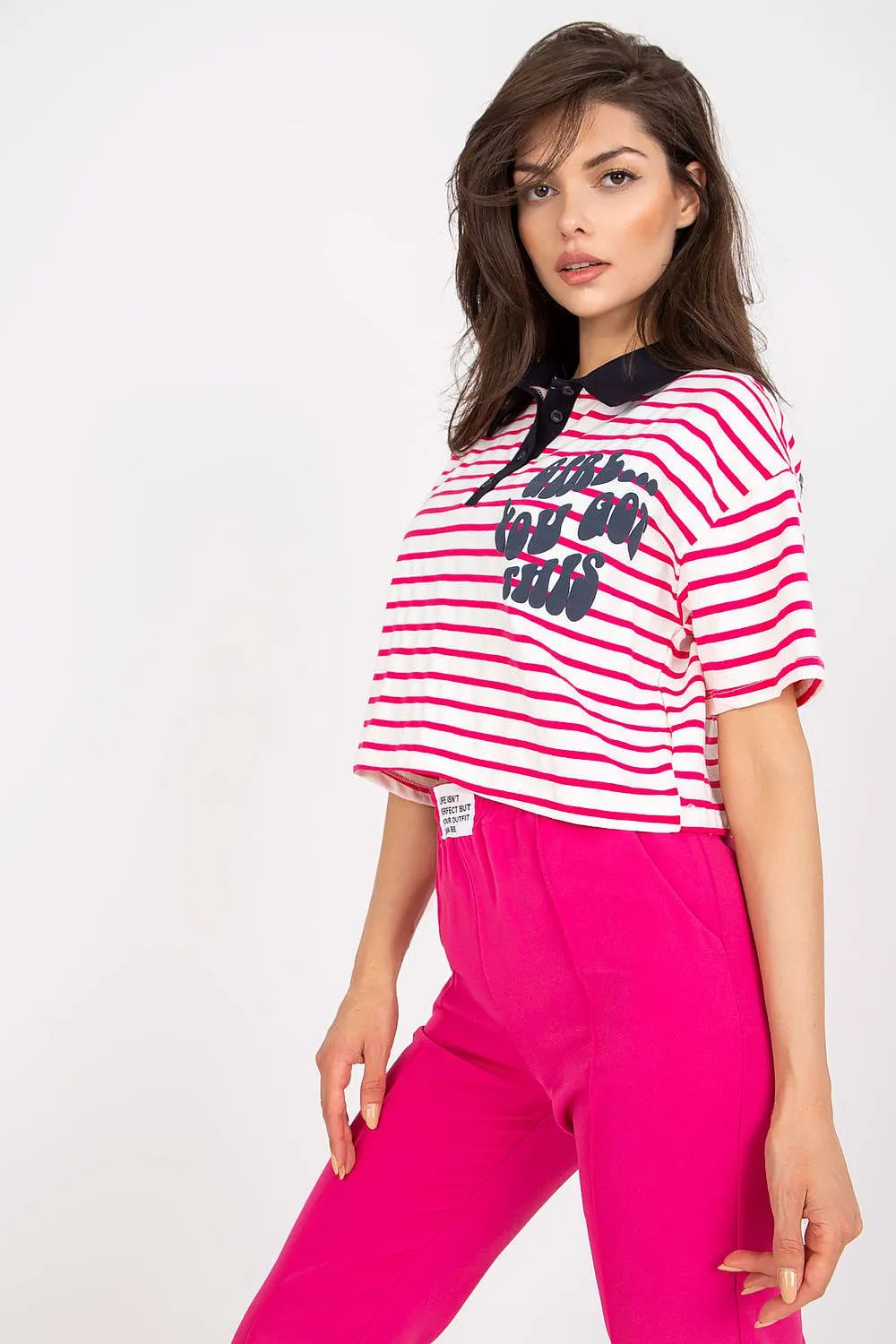 Girl You Got This Striped Cropped Henley Women’s Tee