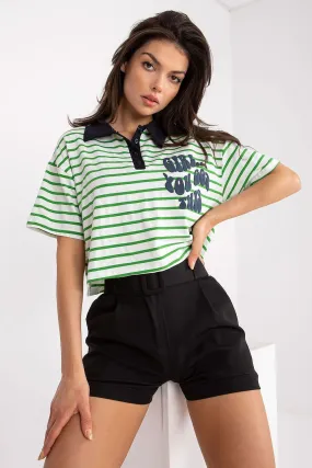 Girl You Got This Striped Cropped Henley Women’s Tee