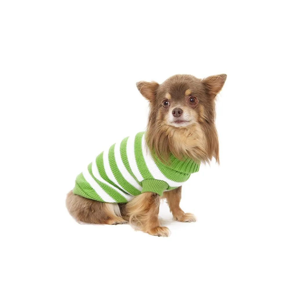 Green And White Candy Stripe Dog Sweater XL