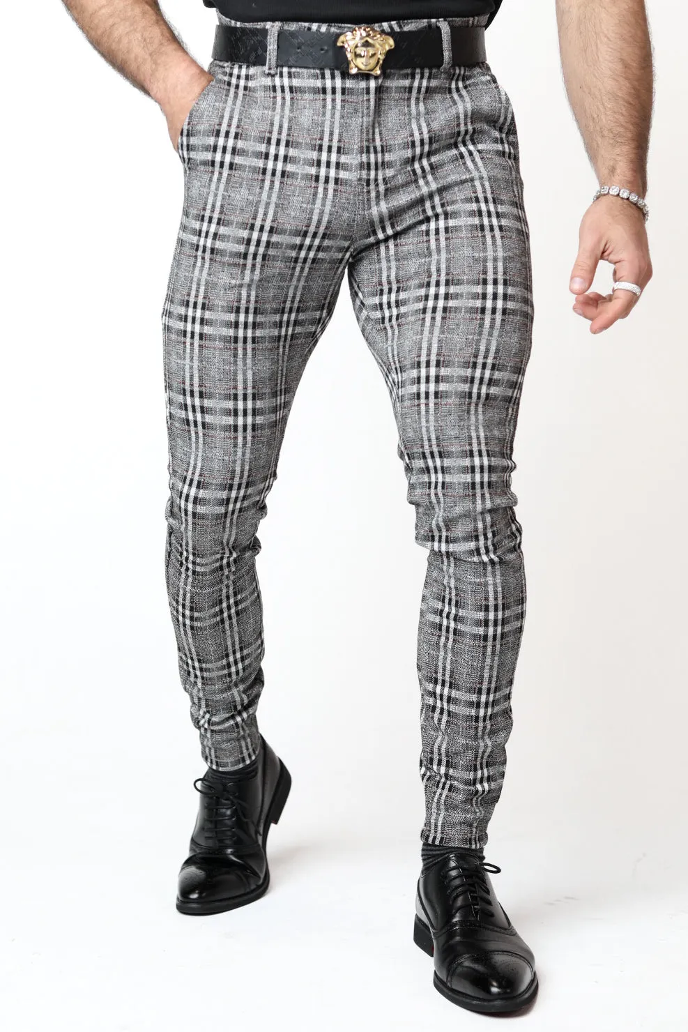 Grey Plaid Pants V3