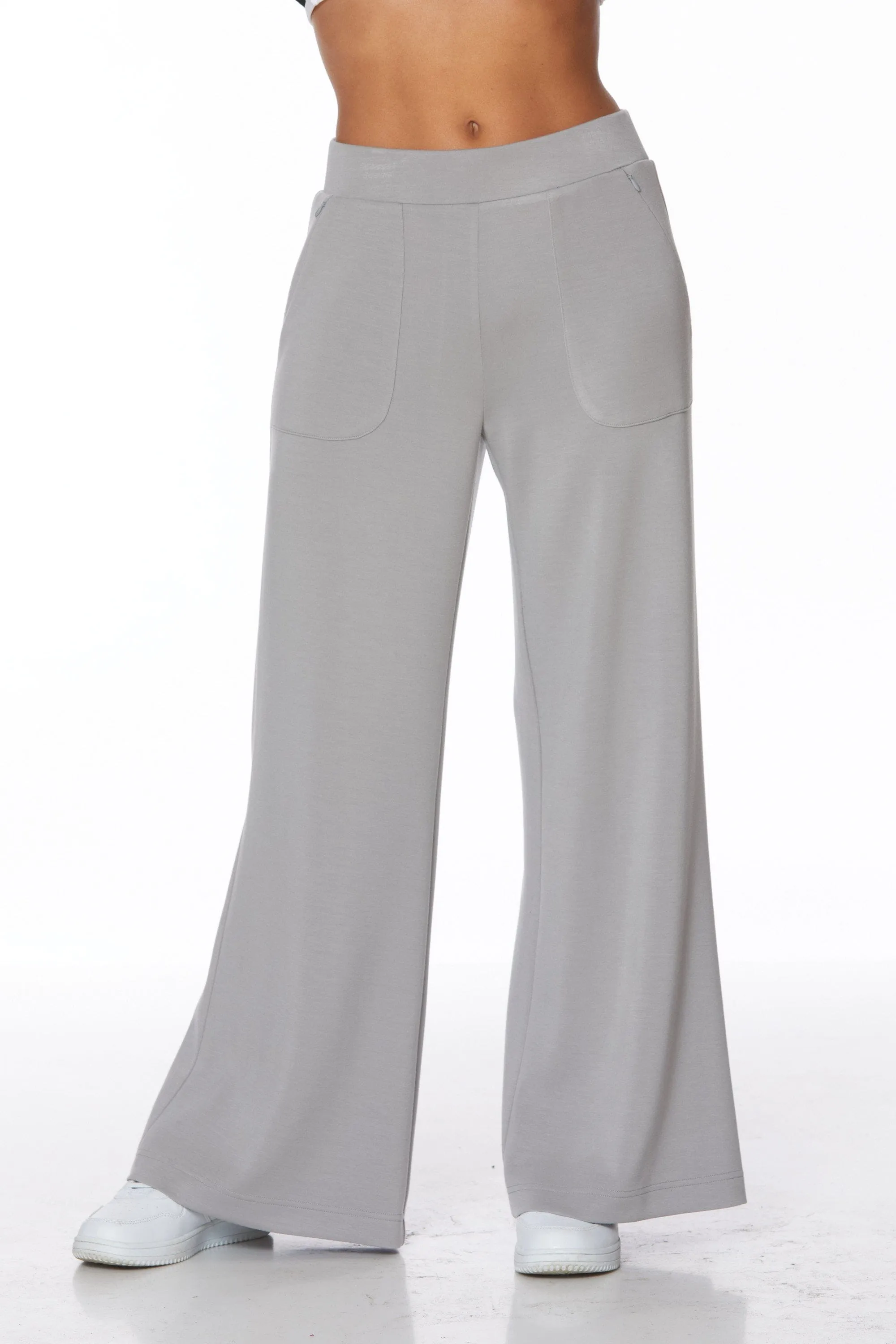 GREY WIDE LEG MODAL ELASTIC WAIST PANT