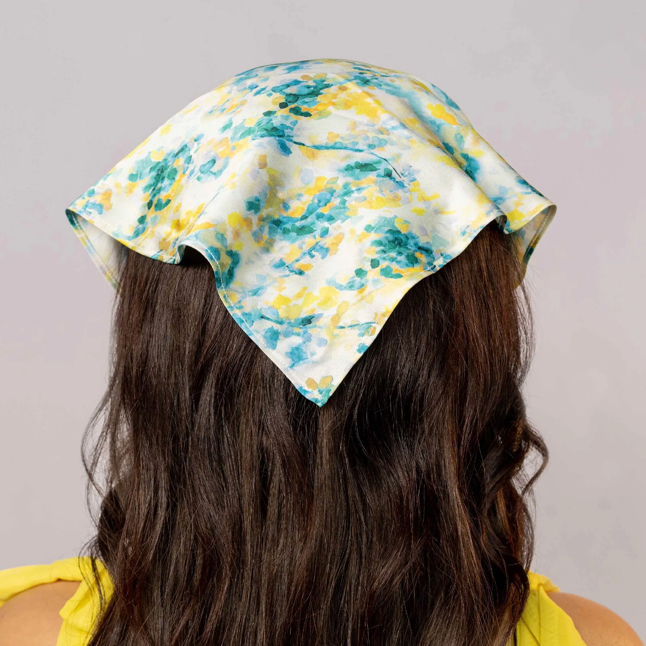 Hair Drama Co Summer Breeze Headscarf Headband with Elastic- Yellow & Green