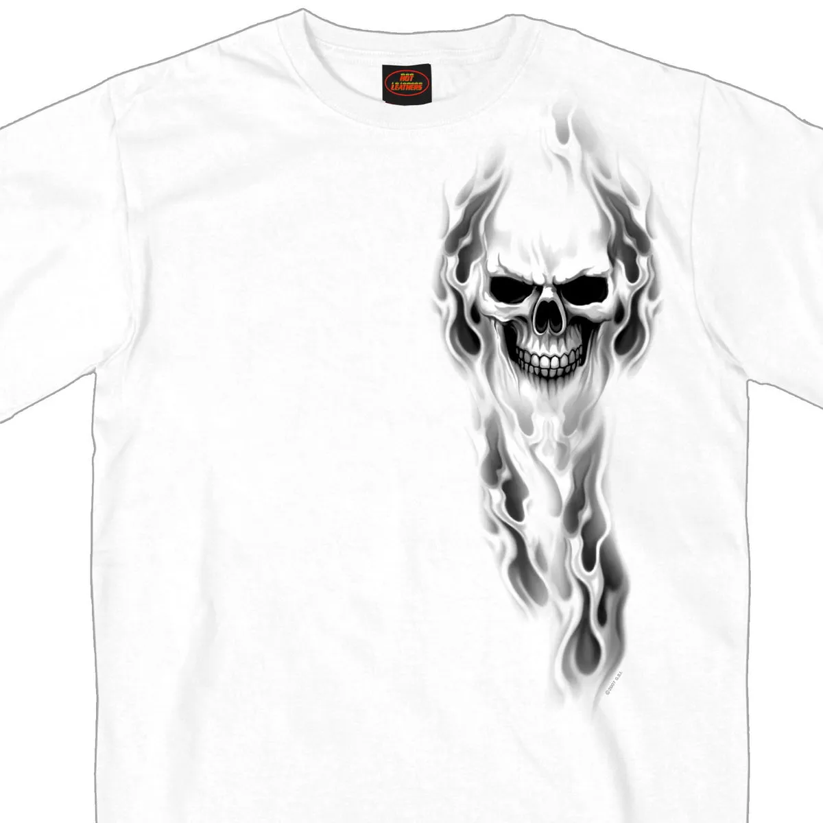 Hot Leathers GMD1080 Men's 'Ghost' Skull Double Sided White Printed T-Shirt