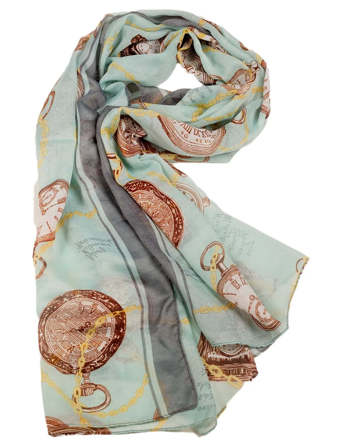 iB-iP Women's Clock Print Stylish Gorgeous Lightweight Large Long Fashion Scarf