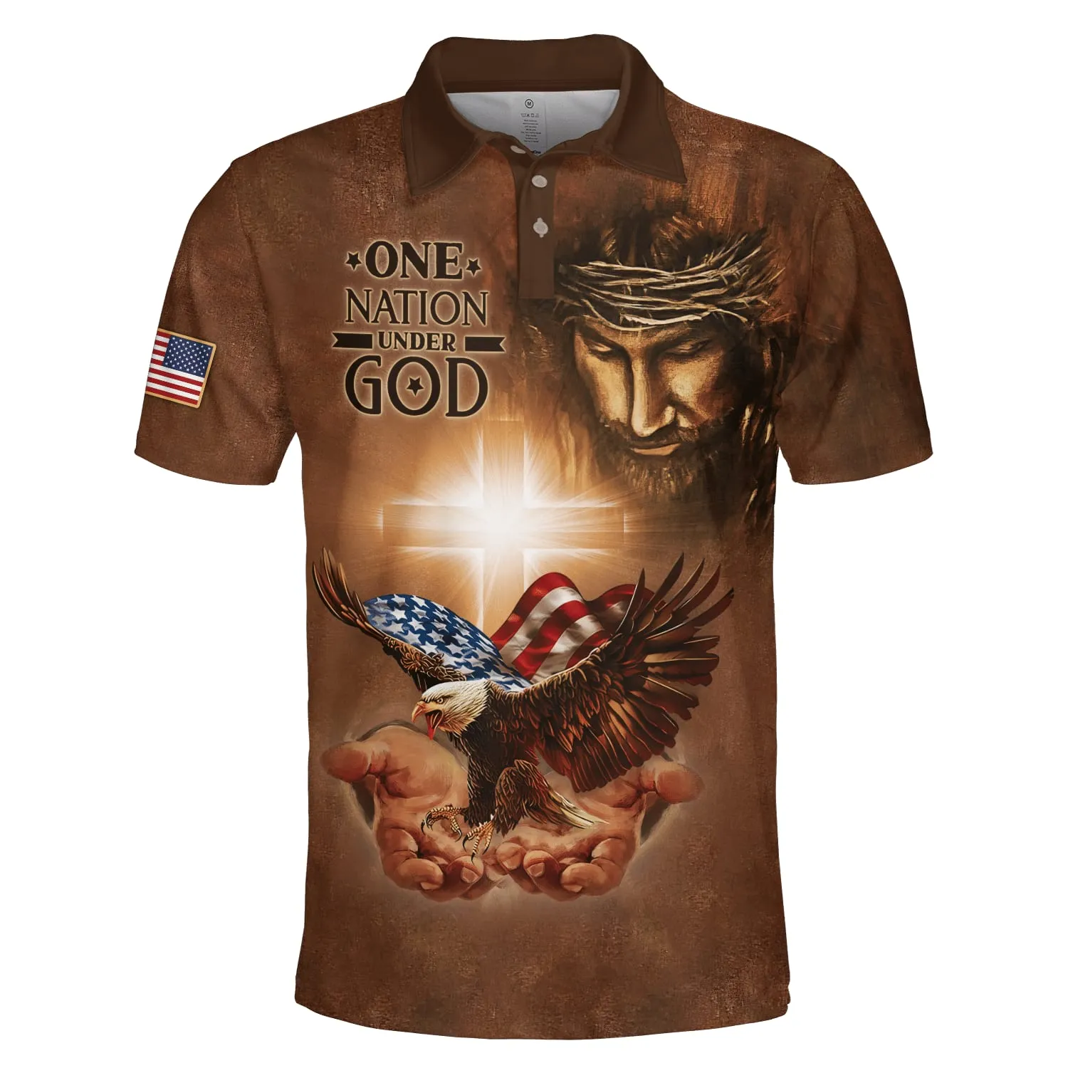 Jesus American One Nation Under God Polo Shirt - Christian Shirts & Shorts