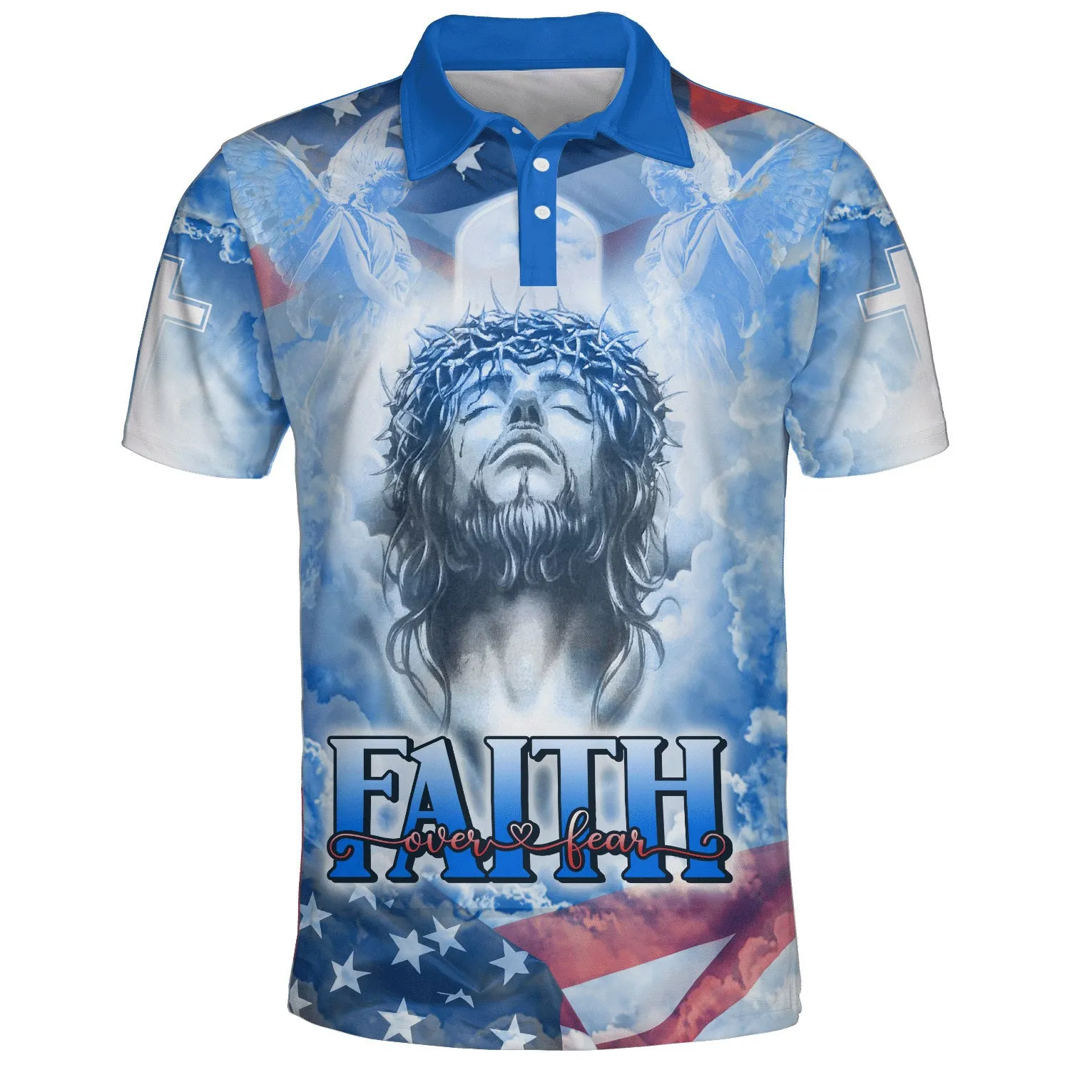 Jesus Christ Faith Over Fear Polo Shirt - Christian Shirts & Shorts