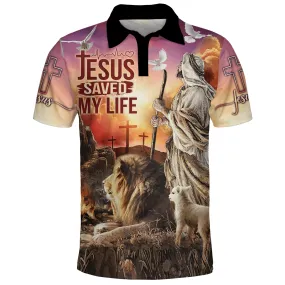 Jesus Saved My Life Lamb And Lion Polo Shirt - Christian Shirts & Shorts