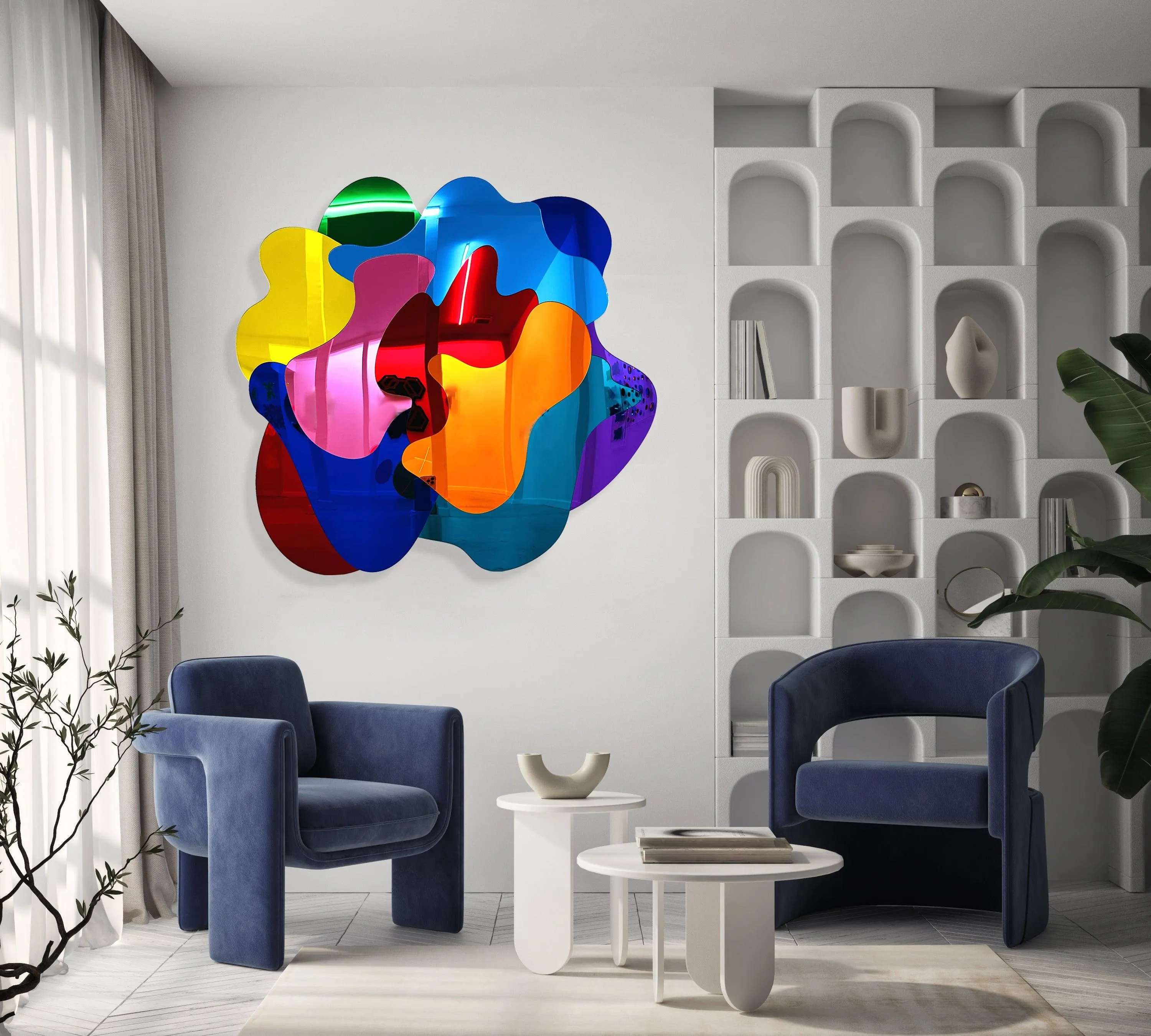 Large Mirrored Acrylic Multicolor Wall Art