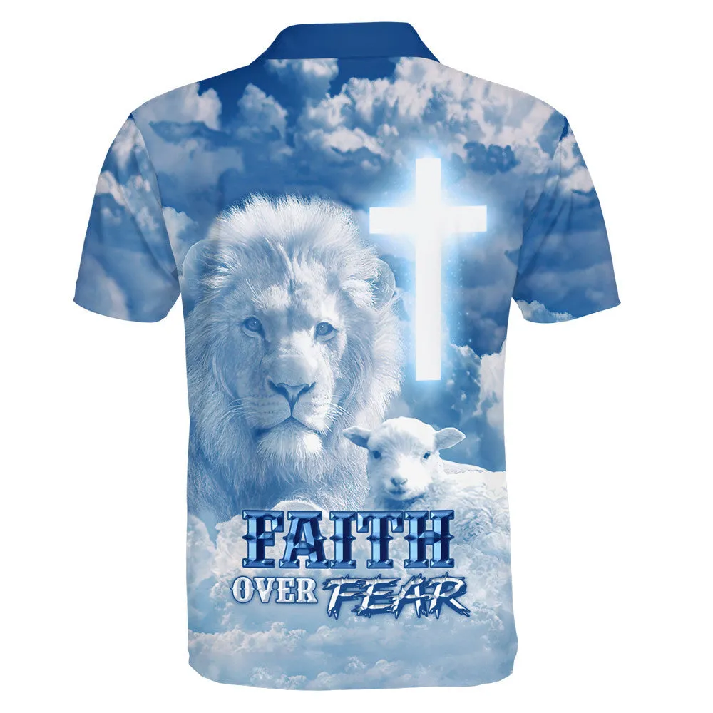 Lion And Lamb Faith Over Fear Polo Shirt - Christian Shirts & Shorts