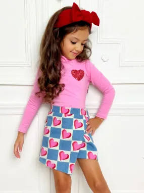 Little Miss Heartthrob Chambray Skort Set