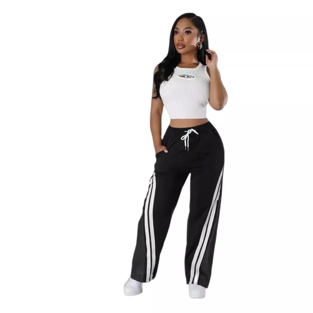 LovelyRLovely Women's Versatile Diagonal Striped Waist-tight Sweatpants