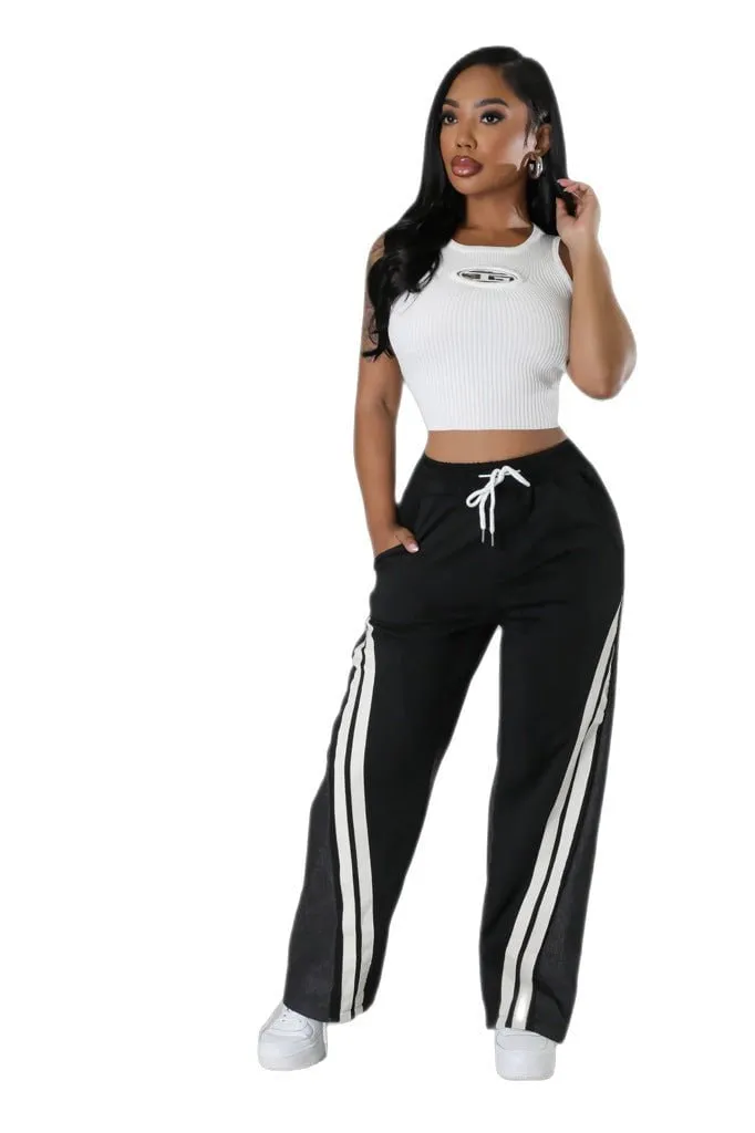 LovelyRLovely Women's Versatile Diagonal Striped Waist-tight Sweatpants