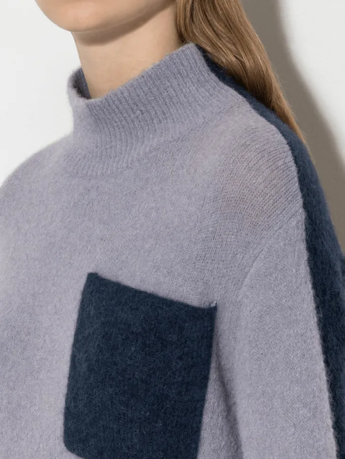 Luisa Cerano Turtleneck Jumper In Silver Grey And Midnight Blue 108567 5311 Col 1322