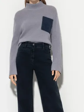 Luisa Cerano Turtleneck Jumper In Silver Grey And Midnight Blue 108567 5311 Col 1322