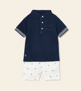 Mayoral Baby & Toddler Boys Mandarin Collar Polo Shirt and Shorts Set