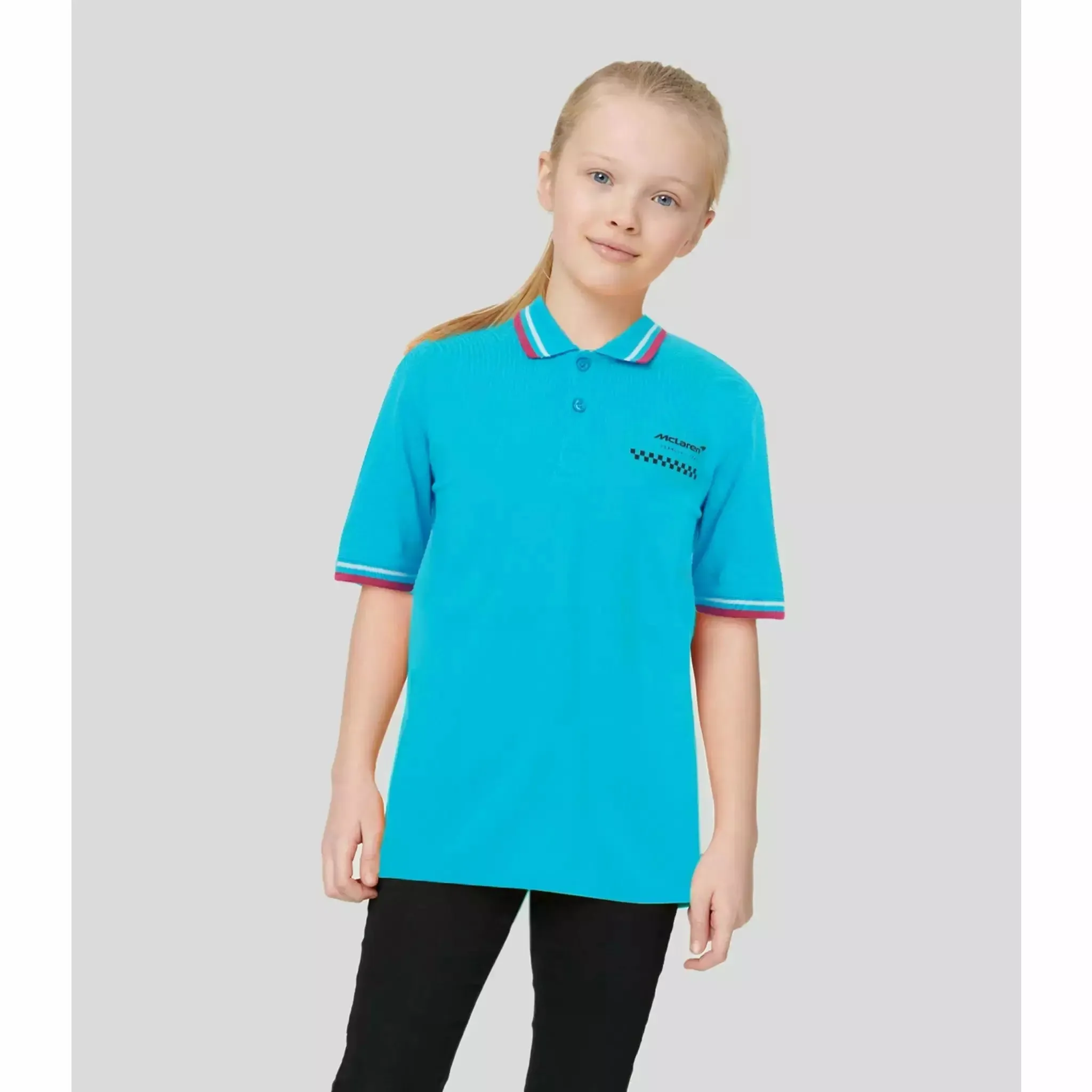 McLaren F1 Kids Miami Graphic Polo Shirt-Youth Vice Blue