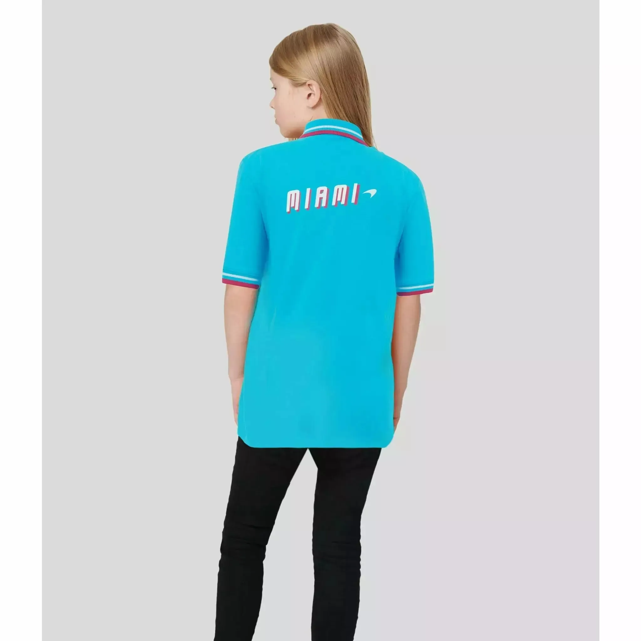 McLaren F1 Kids Miami Graphic Polo Shirt-Youth Vice Blue