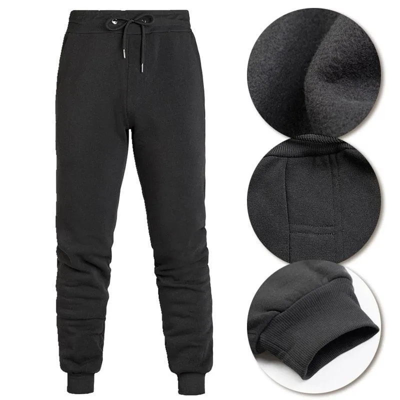 Men's Wool Pants - Thick Fleece Winter Super Warm Pant - Outdoors Run Trousers Sweatpants (D9)(TG4)