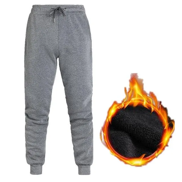 Men's Wool Pants - Thick Fleece Winter Super Warm Pant - Outdoors Run Trousers Sweatpants (D9)(TG4)