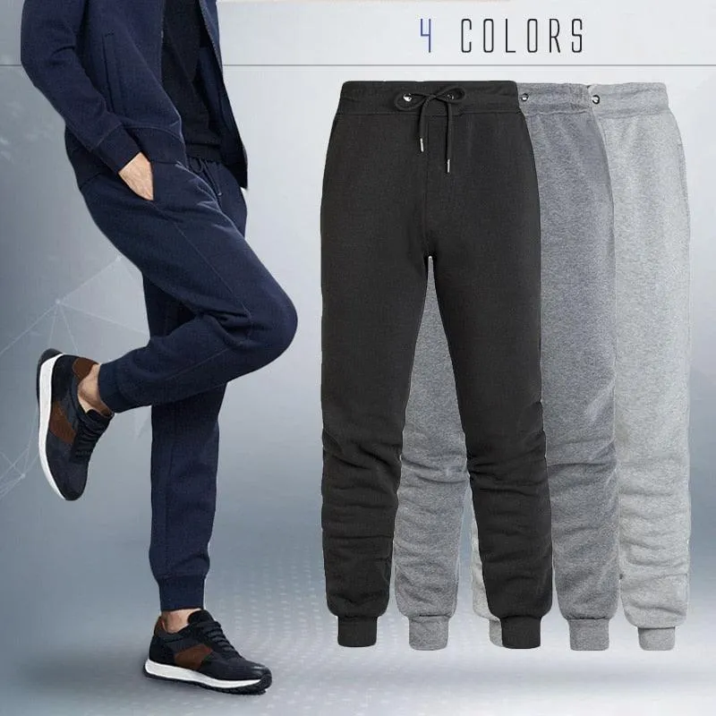 Men's Wool Pants - Thick Fleece Winter Super Warm Pant - Outdoors Run Trousers Sweatpants (D9)(TG4)