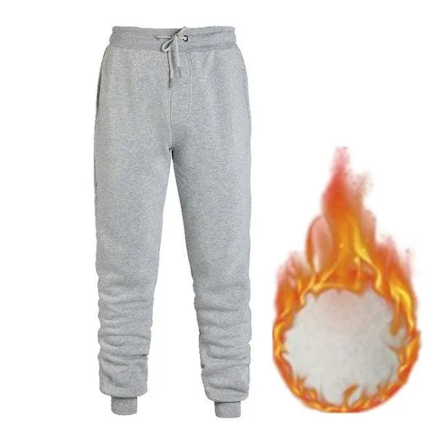 Men's Wool Pants - Thick Fleece Winter Super Warm Pant - Outdoors Run Trousers Sweatpants (D9)(TG4)