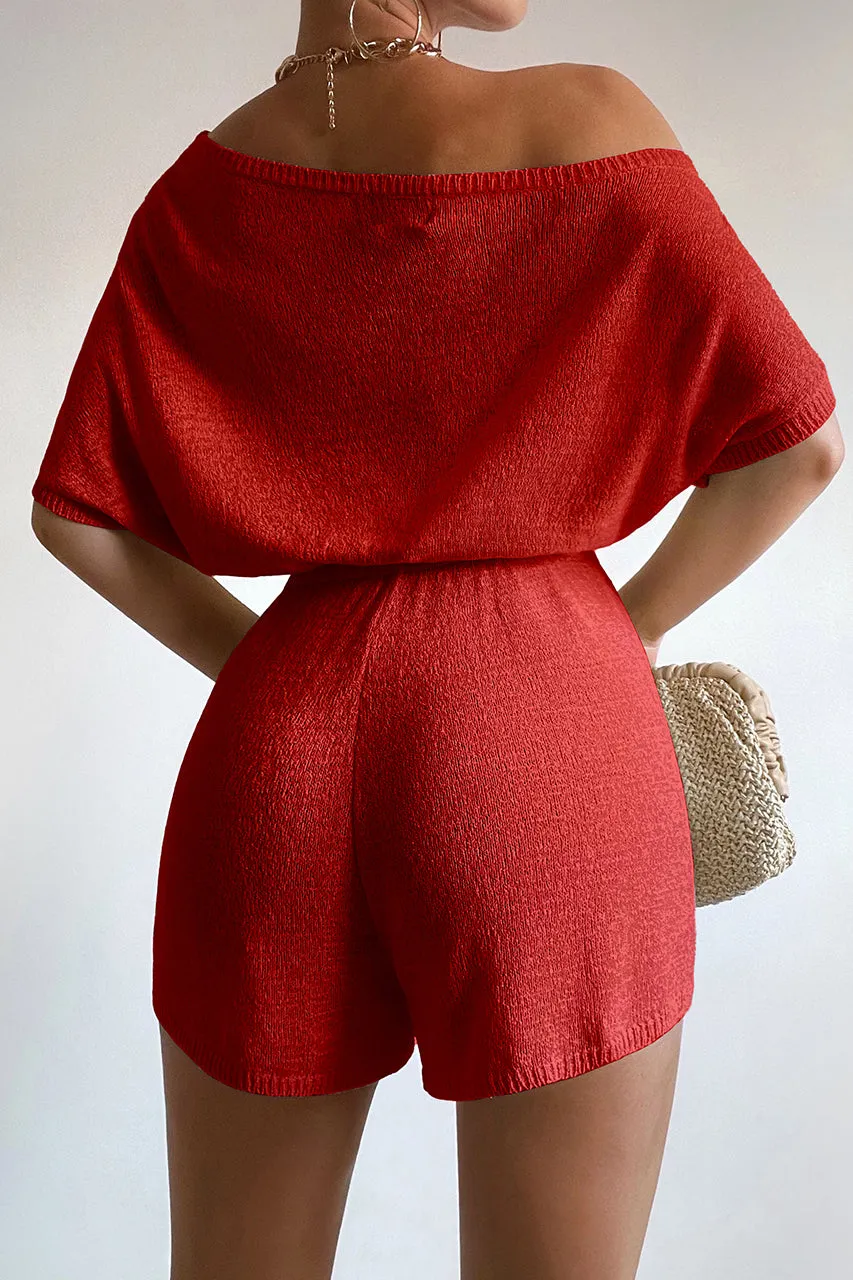 MIAMI KNIT PLAYSUIT - RED