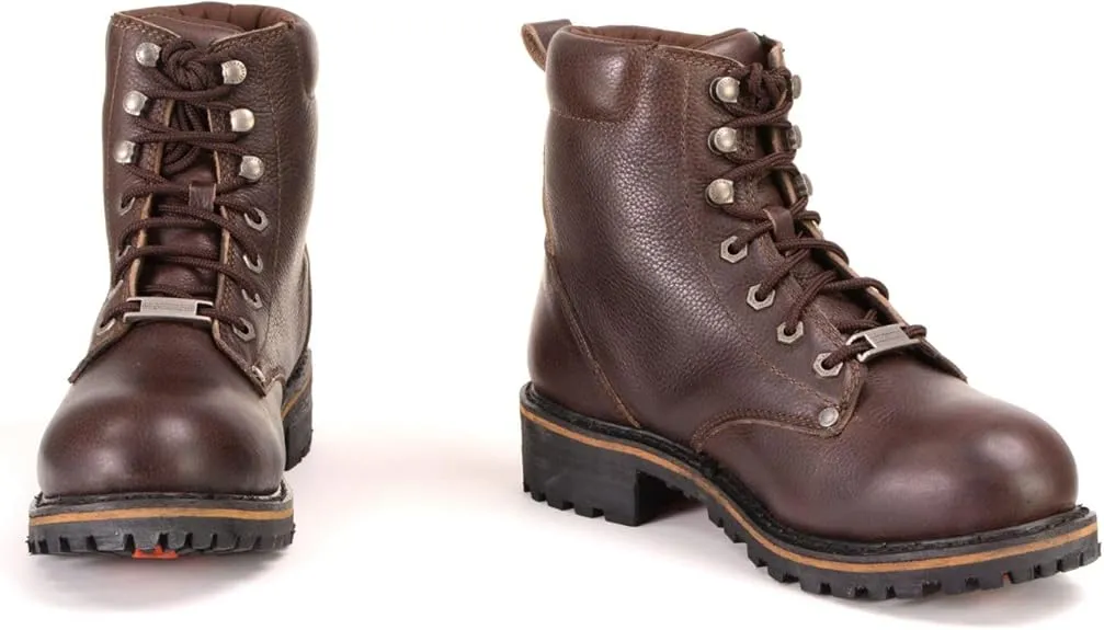 Milwaukee Leather MBL9308 Women's Dark Brown Leather Lace-Up Boots for Bikers | Outdoors | Casual