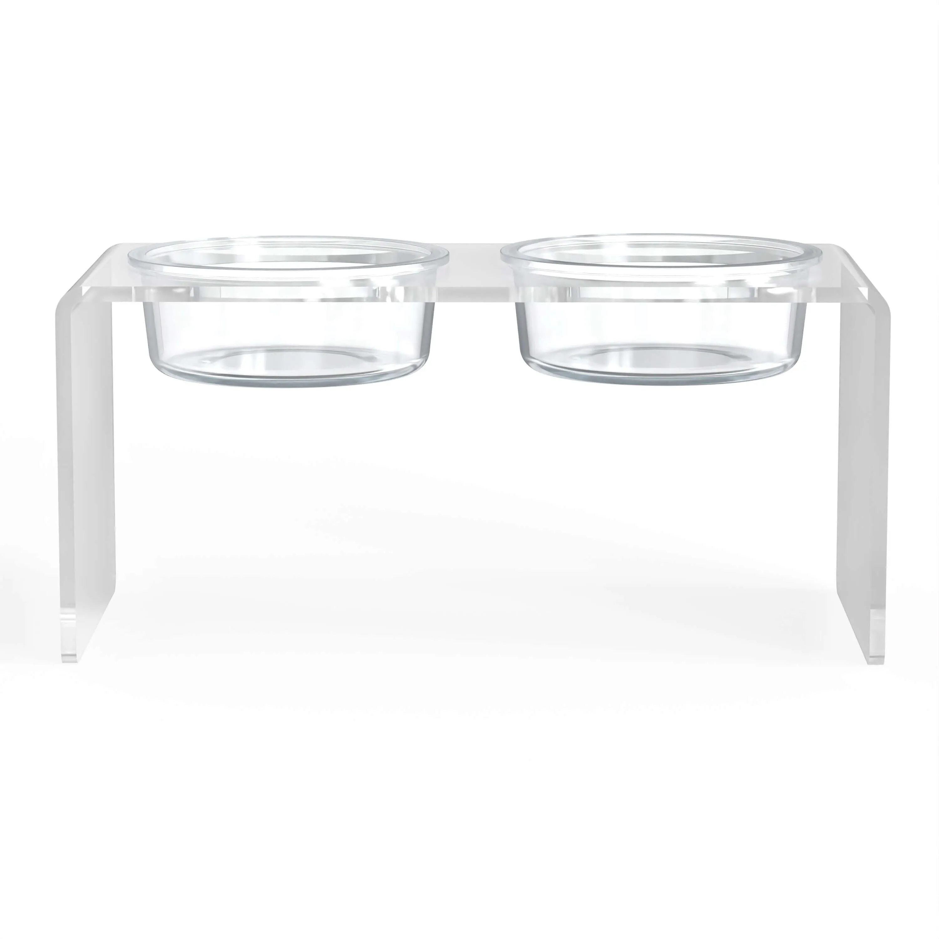 Modern Acrylic Glass Bowl Feeders, Standard Style, Double Bowl