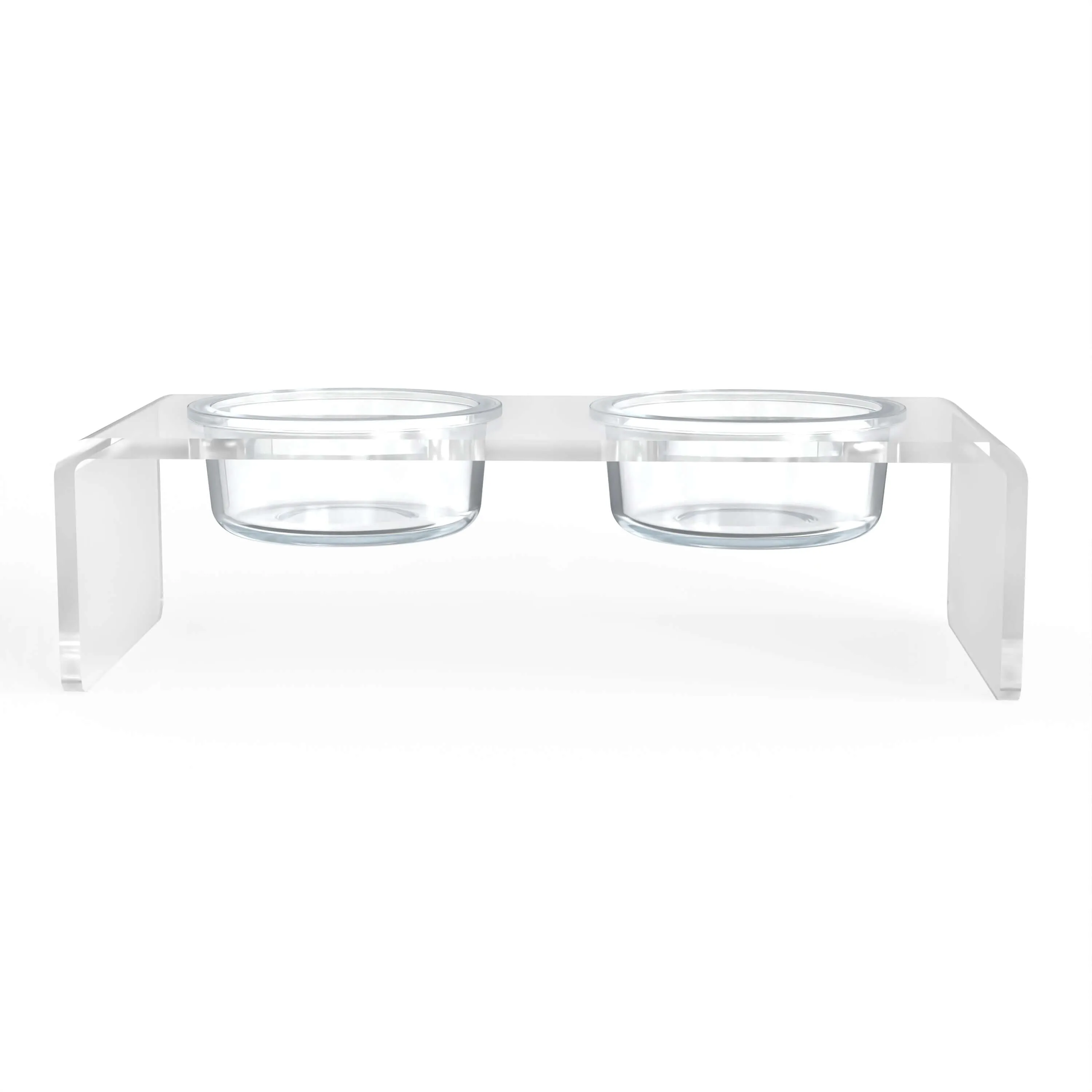 Modern Acrylic Glass Bowl Feeders, Standard Style, Double Bowl