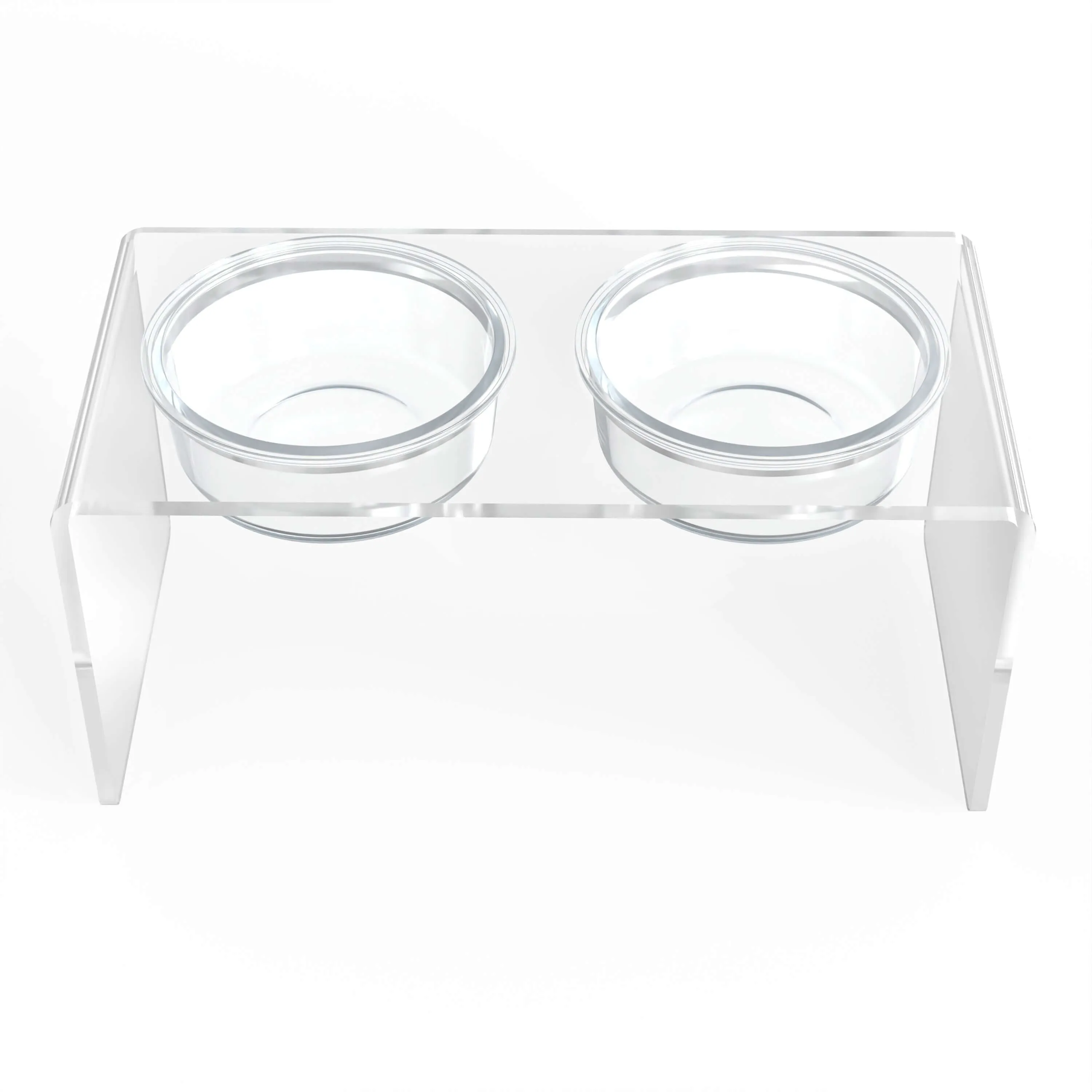 Modern Acrylic Glass Bowl Feeders, Standard Style, Double Bowl