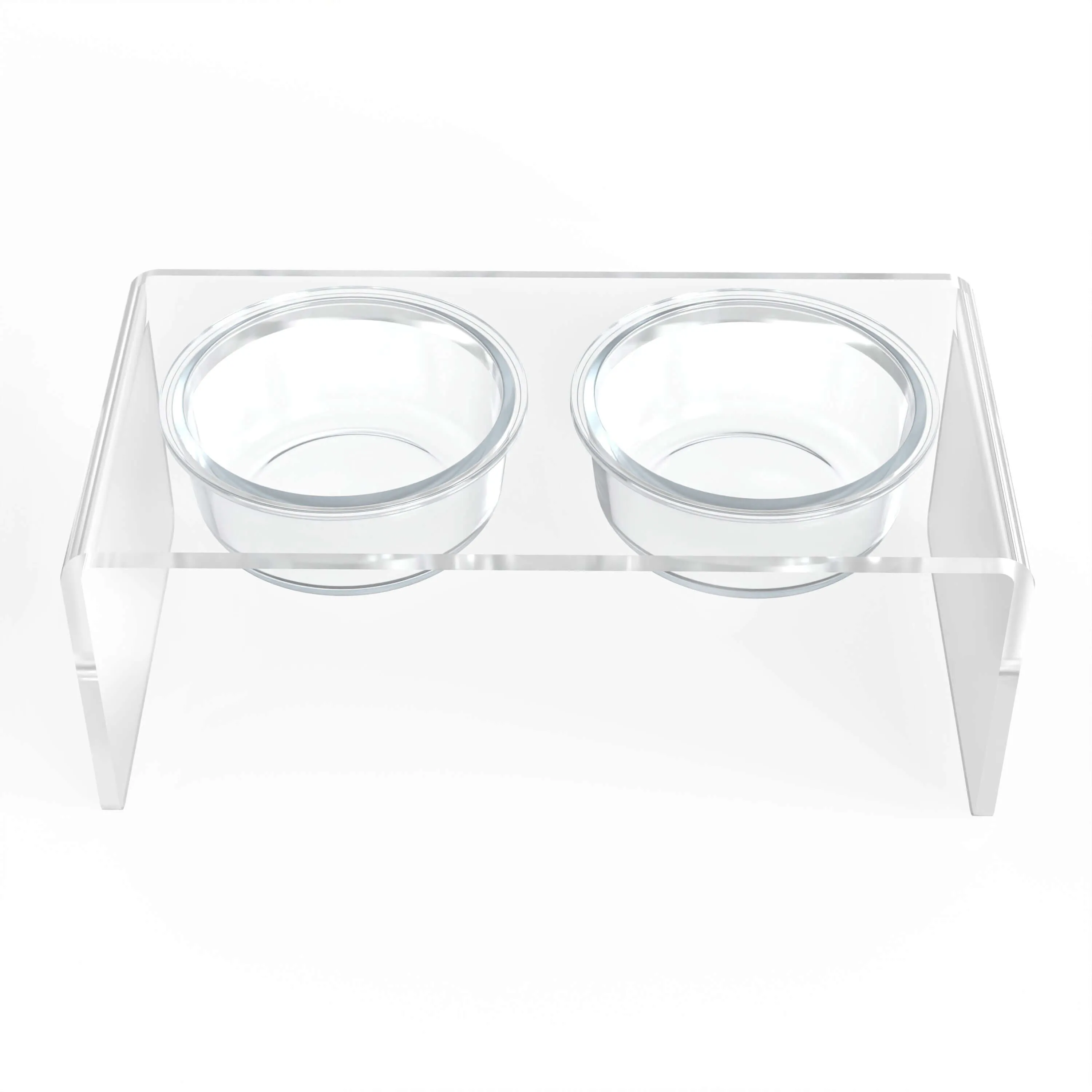 Modern Acrylic Glass Bowl Feeders, Standard Style, Double Bowl