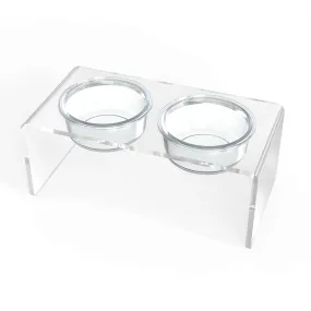 Modern Acrylic Glass Bowl Feeders, Standard Style, Double Bowl