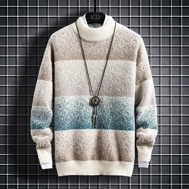 Multicolor Ombre Turtleneck Sweater