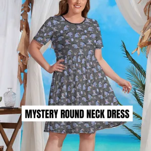 Mystery Women's Round Neck Plus Size Dress With Pockets