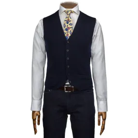 Navy Merino Blend Knitted Waistcoat