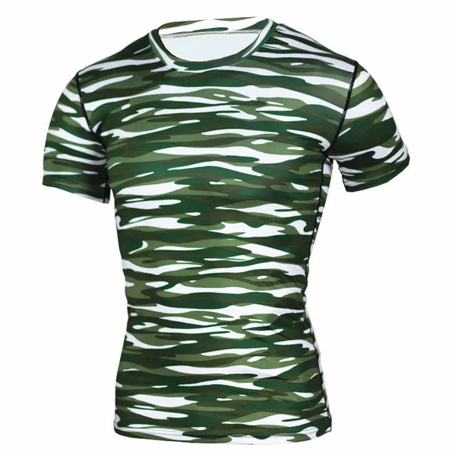 New 2016 Base Layer Camouflage T Shirt Fitness Tights Quick Dry Camo T Shirts Tops & Tees Crossfit Compression Shirt