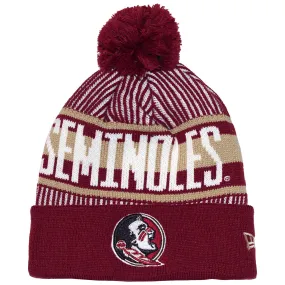 New Era Seminole Logo/Seminoles Pom Knit Cap - Garnet/Gold