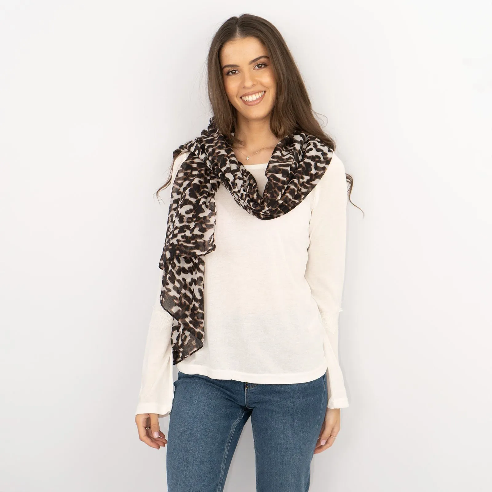 Next Lace Trim Long Sleeve Top with Scarf