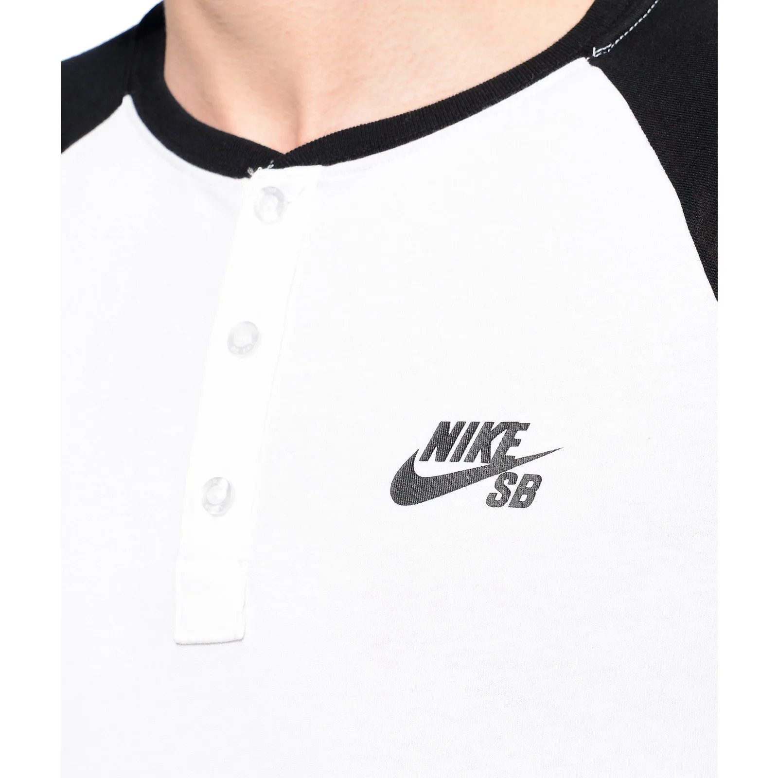 Nike SB Henley Baseball T-Shirt - White/Black