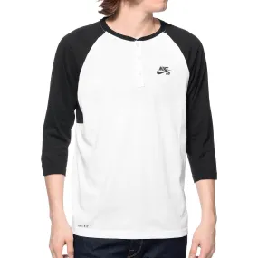 Nike SB Henley Baseball T-Shirt - White/Black