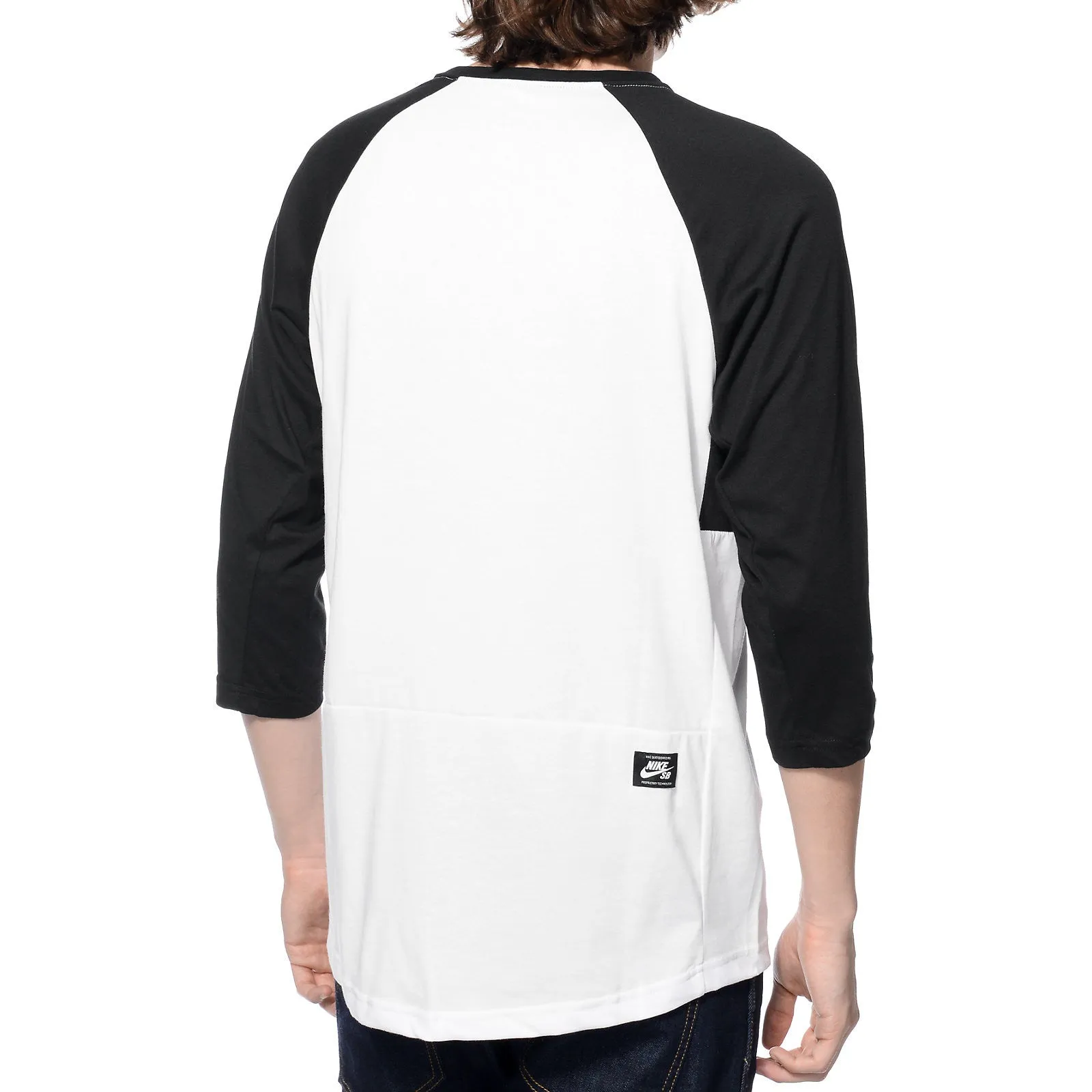 Nike SB Henley Baseball T-Shirt - White/Black