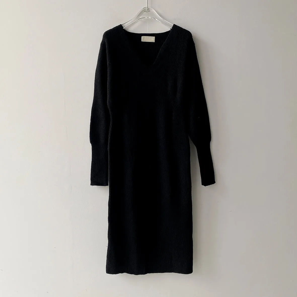 Office V-neck Long Sleeves Knitted Dress