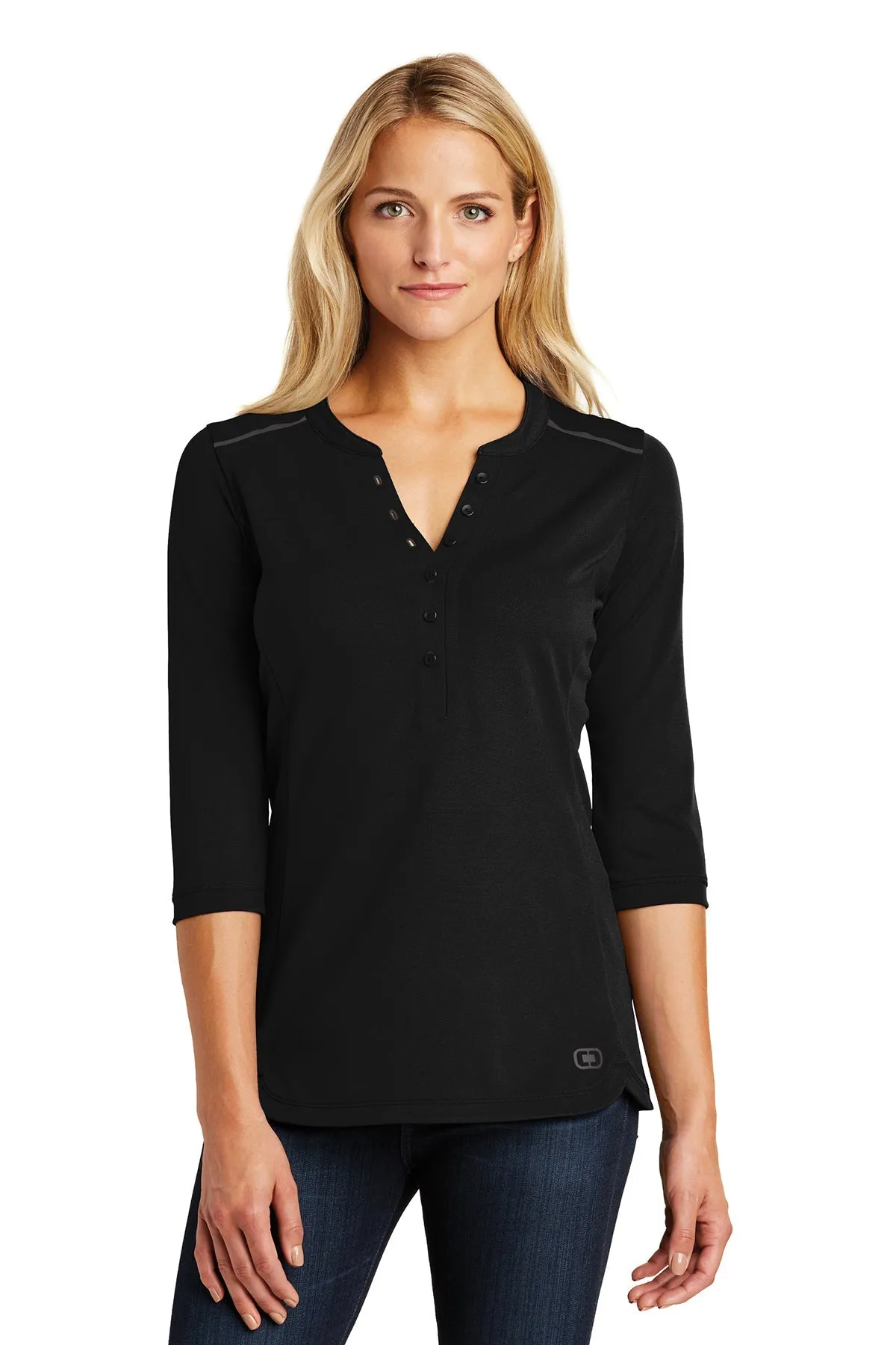 OGIO Ladies Fuse Branded Henleys, Blacktop