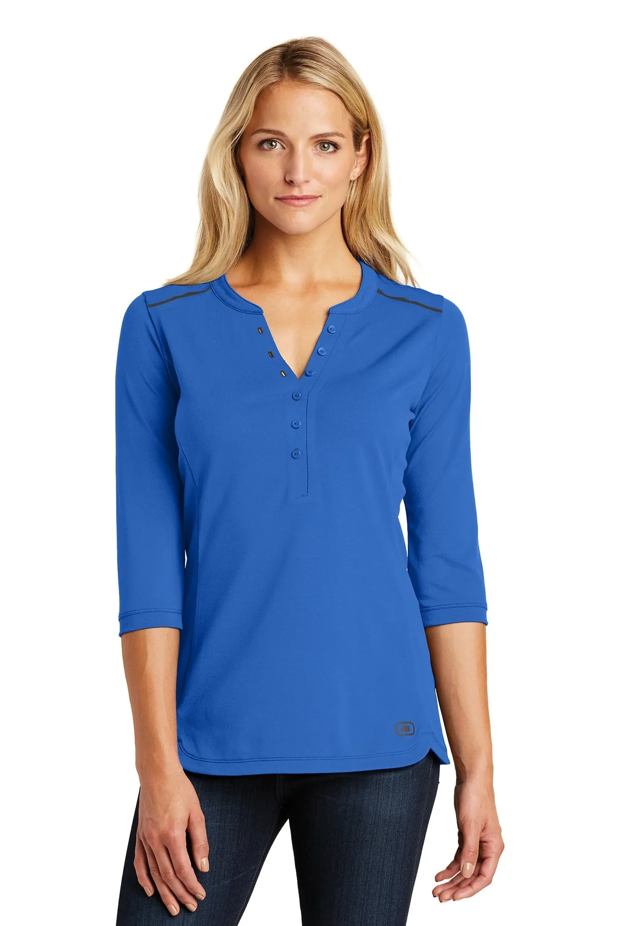 OGIO Ladies Fuse Branded Henleys, Optic Blue